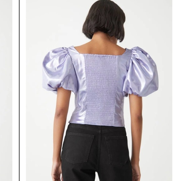 & Other Stories Metallic Puff Sleeve Top in Lilac size 36 / S - Picture 2 of 9